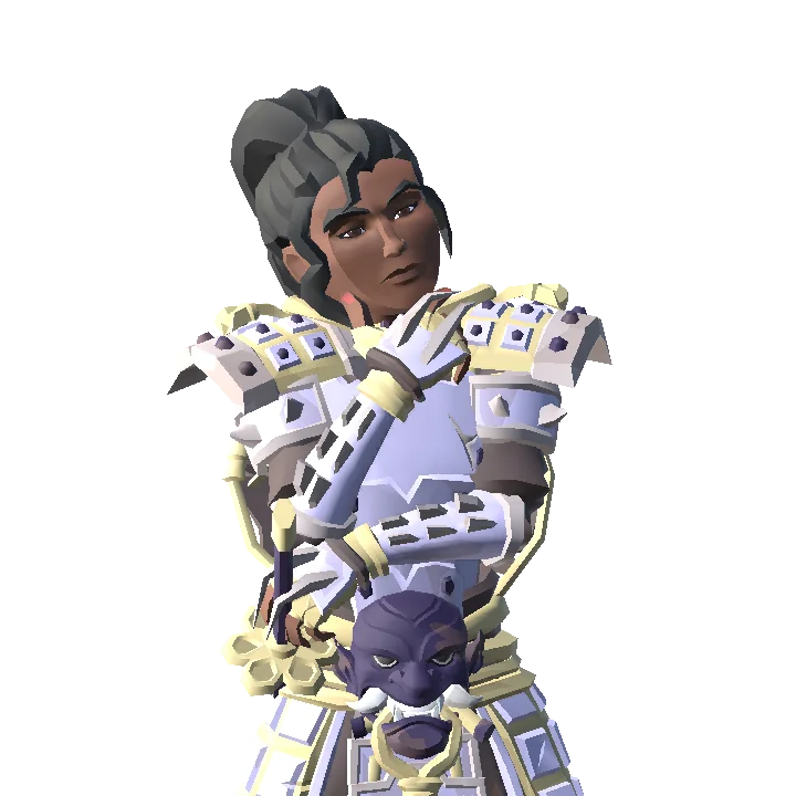 Personnage en armure blanche et violette