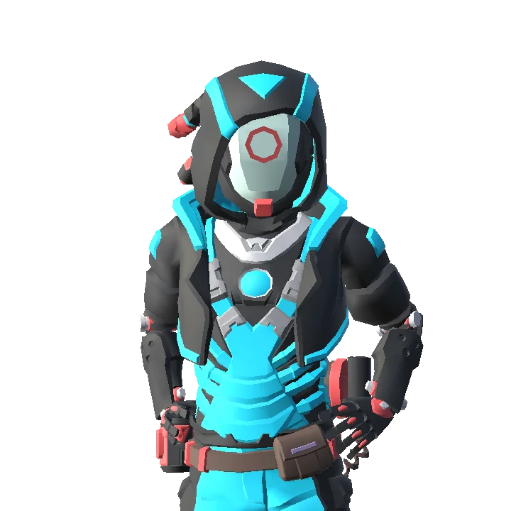 Personnage futuriste aux détails turquoise
